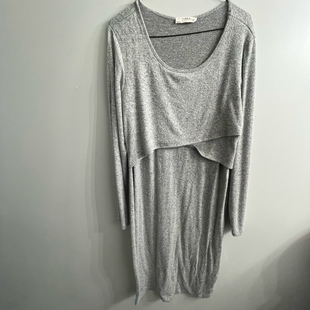 Gray sweater knit nursing dress